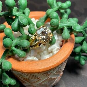 Elegant Gold Ring with Simulated Moissanite Stone-7